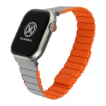 Maxwell Titan Series Smart Watch Magnetic Band Compatible with Apple Watch 42mm to 44mm Magnetic Watch Strap Silicone Band for Women and Men Unisex Strap Band (Gray/Orange)