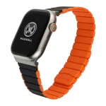 Maxwell Titan Series Smart Watch Magnetic Band Compatible with Apple Watch 42mm to 44mm Magnetic Watch Strap Silicone Band for Women and Men Unisex Strap Band (Black/Orange)