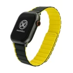 Maxwell Vertex Series Smart Watch Magnetic Band Compatible with Apple Watch 42mm to 44mm Magnetic Watch Strap Silicone Band for Women and Men Unisex Strap Band (Black/Yellow)