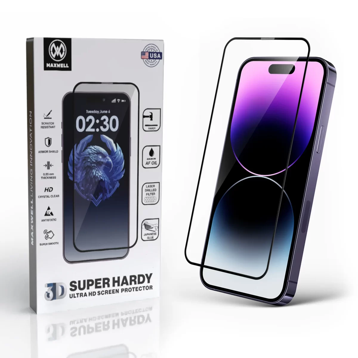 Maxwell 3D Super Hardy Screen Protector Compatible with 14 Pro Max Ultra HD