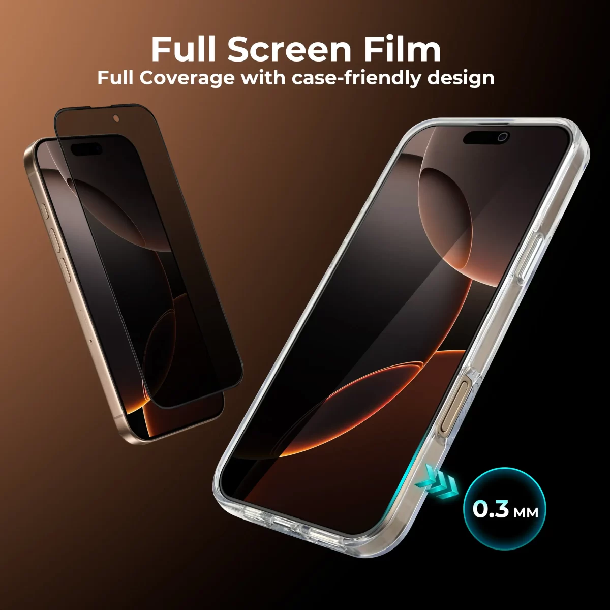 Maxwell 3D Silicone Edge HD Privacy Screen Protector iPhone 16 Pro